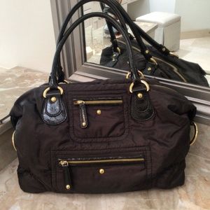 TOD’S Chocolate Brown Nylon Shoulder Handbag